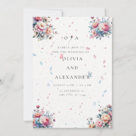 Pastel Watercolor Rose Hochzeit Einladung