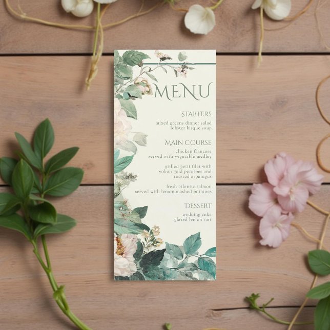 Pastel Watercolor Rose Peonies Floral Wedding Menükarte (Von Creator hochgeladen)