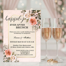 Pastel Watercolor Roses Wedding Brunch Einladung