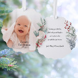 Pastel Watercolor Rustikales Winter Botanisches Fo Ornament Karte<br><div class="desc">Minimal und lieblich rustikale Aquarelltöne botanische Fotovorlage mit Vogel auf immergrünem Husten mit holly- und textbezogenen Feldern und optional opak weißem Filter. Die Rückseite bietet ergänzende Blumengrafiken und zusätzliche Textfelder.</div>