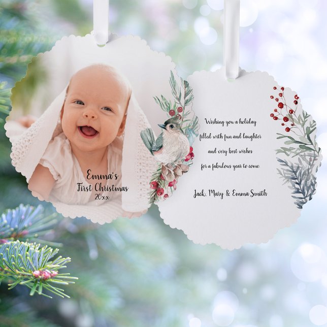 Pastel Watercolor Rustikales Winter Botanisches Fo Ornament Karte (Von Creator hochgeladen)