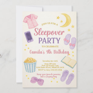 Pastel Watercolor Sleepover Invitation Anniversair