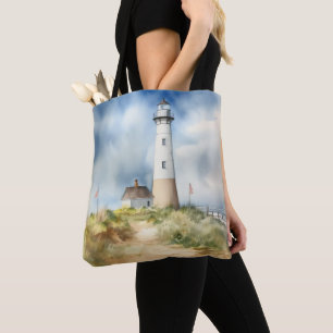 PASTEL WATERCOLOR SOMMERLIGHTHOTEL AM STRAND TASCHE