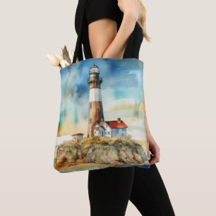 PASTEL WATERCOLOR SOMMERLIGHTHOTEL AM STRAND TASCHE