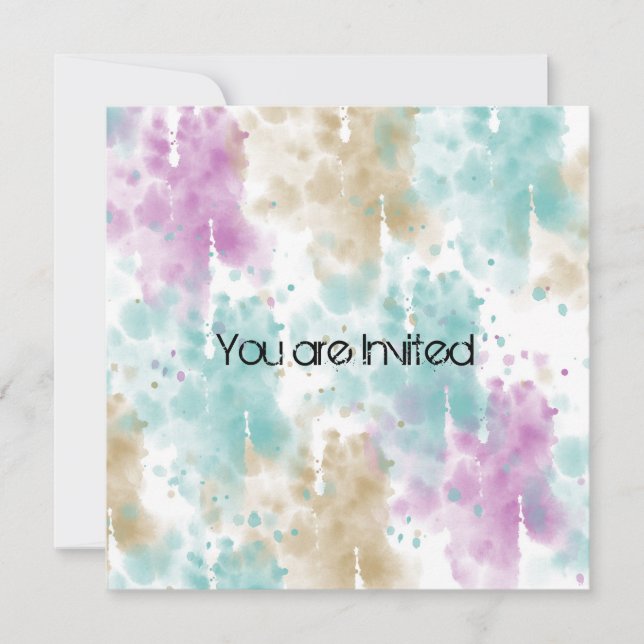 Pastel Watercolor Spritzer Abstrakt Babydusche Einladung (Vorderseite)