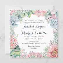 Pastel Watercolor Succulents Wedding