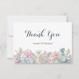 Pastel Watercolor Succules Danke Karte
