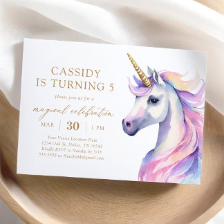 Pastel Watercolor Unicorn Geburtstag Einladung