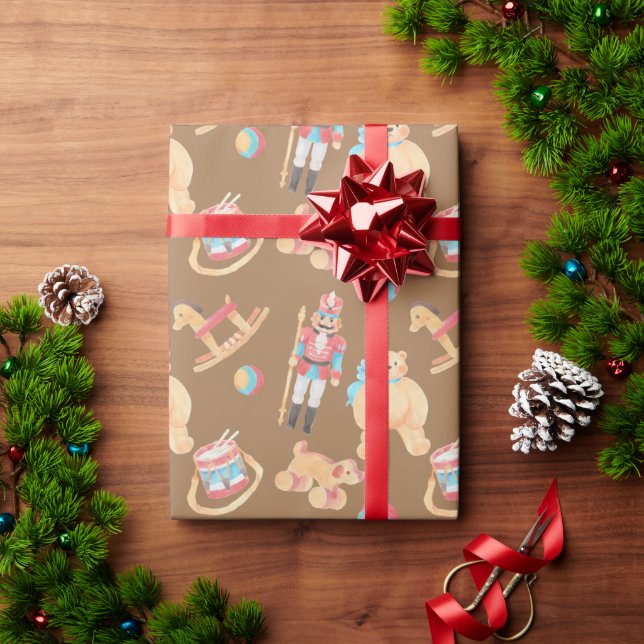 Pastel Watercolor Weihnachtsspielzeug Geschenkpapier (Feiertagsgeschenk)