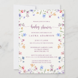 Pastel Watercolor Wildflowers Garden Baby Shower Einladung