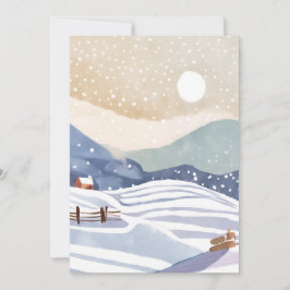Pastel Watercolor Winter Hills Feiertagskarte