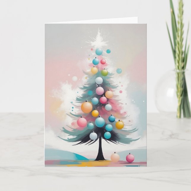 Pastel Weihnachten mit Ornamenten Wasserfarbeneffe (Vorderseite)