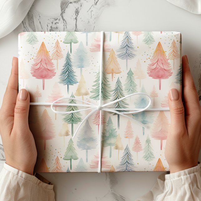 Pastel Weihnachtsbaum Wrapping Paper Geschenkpapier (Von Creator hochgeladen)