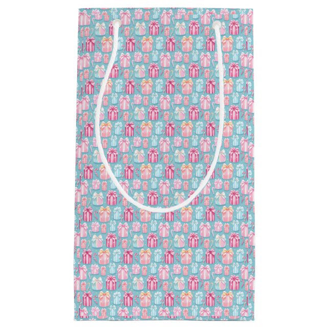 Pastel Weihnachtsgeschenke und Candy Canes Kleine Geschenktüte (Vorderseite)