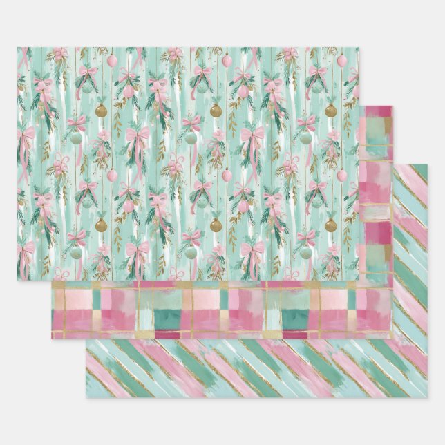 Pastel-Weihnachtsgeschenkverpackungsset  Geschenkpapier Set (Set)