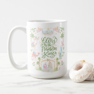 Pastel-Weihnachtsgeschichte Ehre dem neugeborene Kaffeetasse
