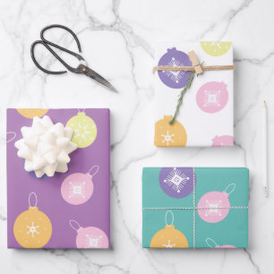Pastel Weihnachtsschmuck Snowflakes Muster Geschenkpapier Set