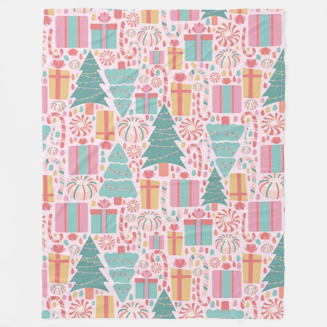 Pastel Weihnachtsschrei Nahtloses Muster Fleecedecke (Vorderseite)