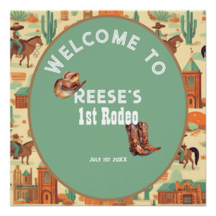 Pastel Western Rodeo Cowboy 1. Geburtstag Party Poster
