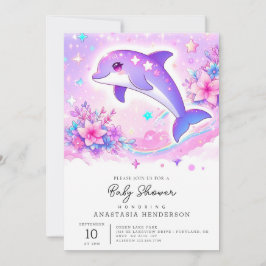 Pastel Whimsical Dolphin Baby Dusche Einladung