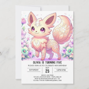 Pastel Whimsical Fox Digital Geburtstag Einladung