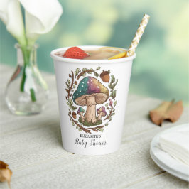 Pastel Whimsical Mushroom Baby Dusche Pappbecher