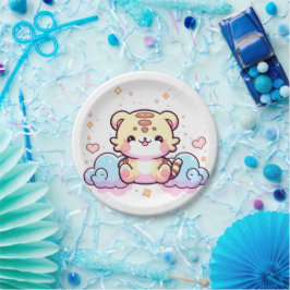 Pastel Whimsical Tiger Baby Dusche Pappteller