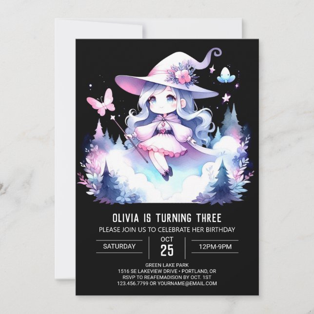 Pastel Whimsical Wizard Geburtstag Einladung (Vorderseite)