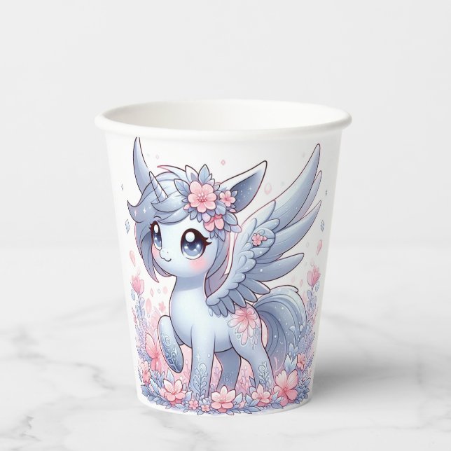 Pastel Whimsy Unicorn Kinderdusche Pappbecher (Vorderseite)