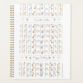 Pastel White Animal Themed Sequential Lions Rabbit Planer