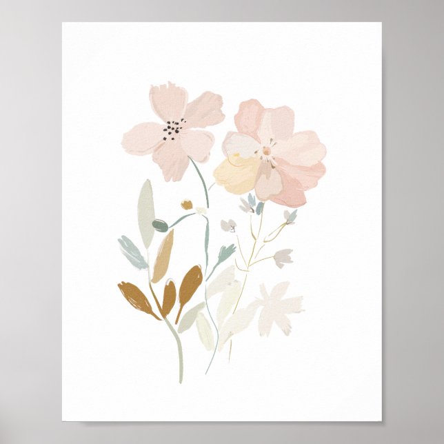 Pastel Wild Blume Romantische Bouquet Wasserfarbe Poster (Vorne)