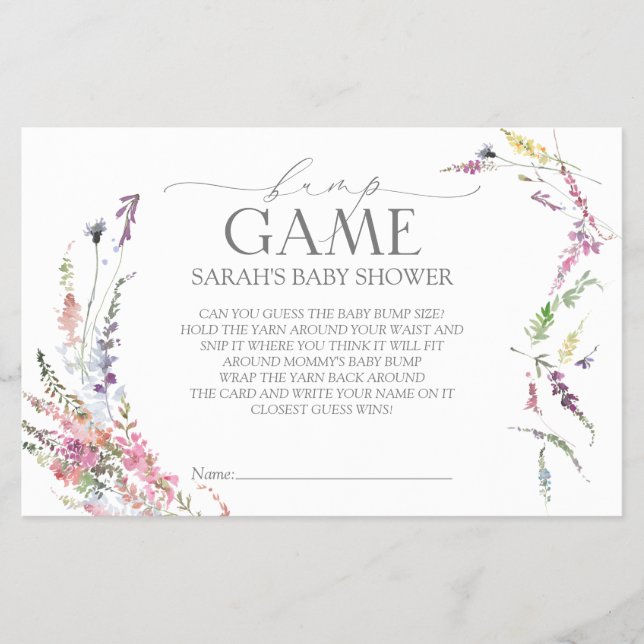Pastel Wildblume Babydusche Bingo Game Flyer (Vorne)