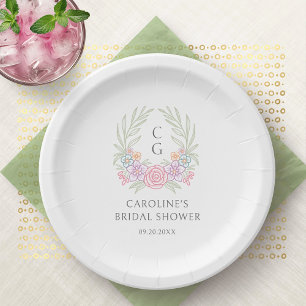 Pastel Wildblume Bloom Brautparty Pappteller