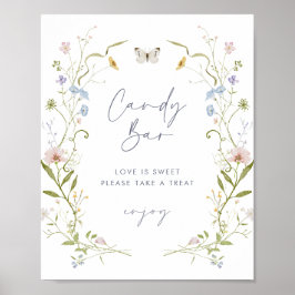 Pastel Wildblume Brautparty Candy Bar Poster