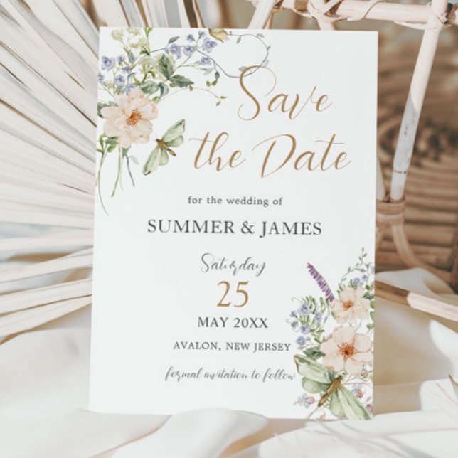 Pastel Wildblume Garden Delikatessen Hochzeitsfeie Save The Date (Von Creator hochgeladen)