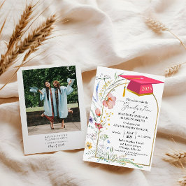 Pastel Wildblume Garden Twin Graduation Party Einladung