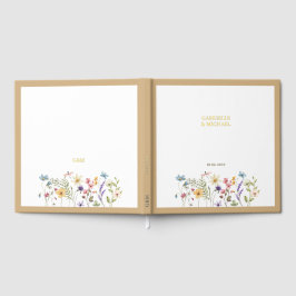 Pastel Wildblume Hochzeit Beige Grenze Gästebuch