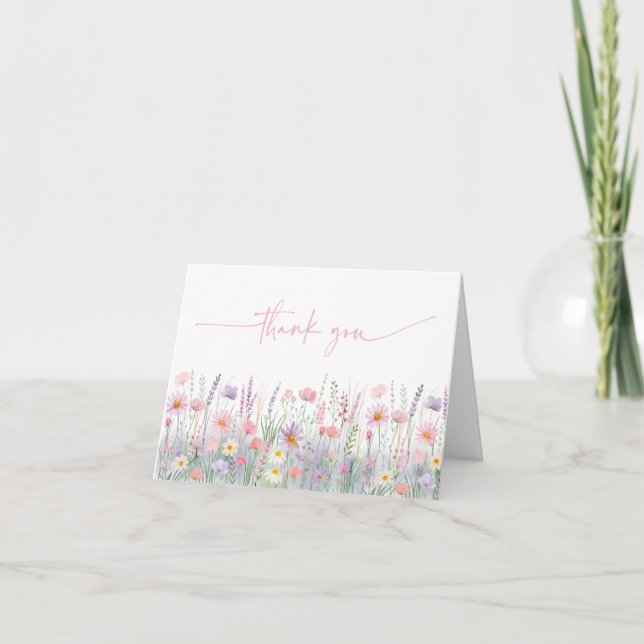 Pastel Wildblume Meadow Baby Dusche Dankeskarte (Vorderseite)