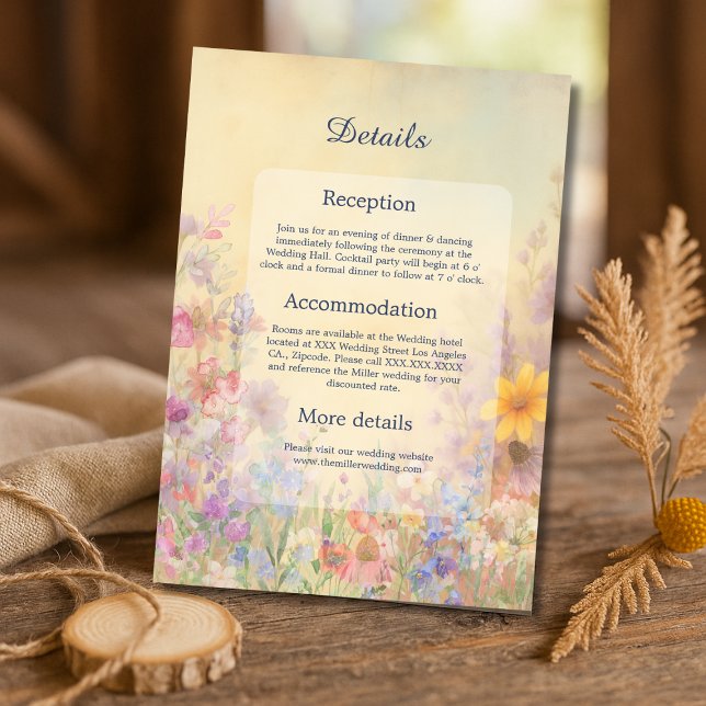 Pastel Wildblume Meadow Barn Wedding Begleitkarte (Von Creator hochgeladen)