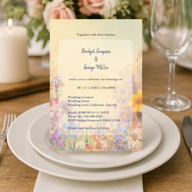 Pastel Wildblume Meadow Barn Wedding Einladung (Von Creator hochgeladen)
