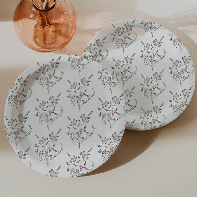 Pastel-Wildblume Pappteller (Pastel Wildflower Paper Plates by Painted Paperie
)