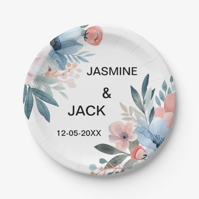 Pastel-Wildblume Pappteller (Vorderseite)