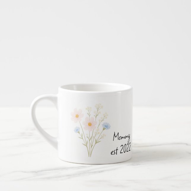 Pastel Wildblume - Personalisierter Mommy Est. Espressotasse (Links)