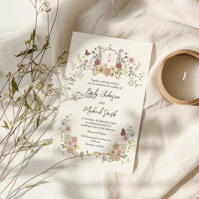 Pastel Wildblume Wedding Einladung (Von Creator hochgeladen)