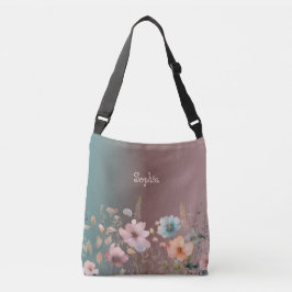 Pastel-Wildblumen Frühjahr personalisieren Gradien Tragetaschen Mit Langen Trägern