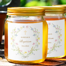 Pastel Wildblumen Taufe Alkoholflaschenetikett