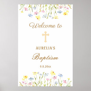 Pastel Wildblumen Taufe Willkommen Poster