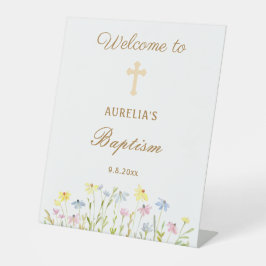 Pastel Wildblumen Taufe Willkommen Sockelschild