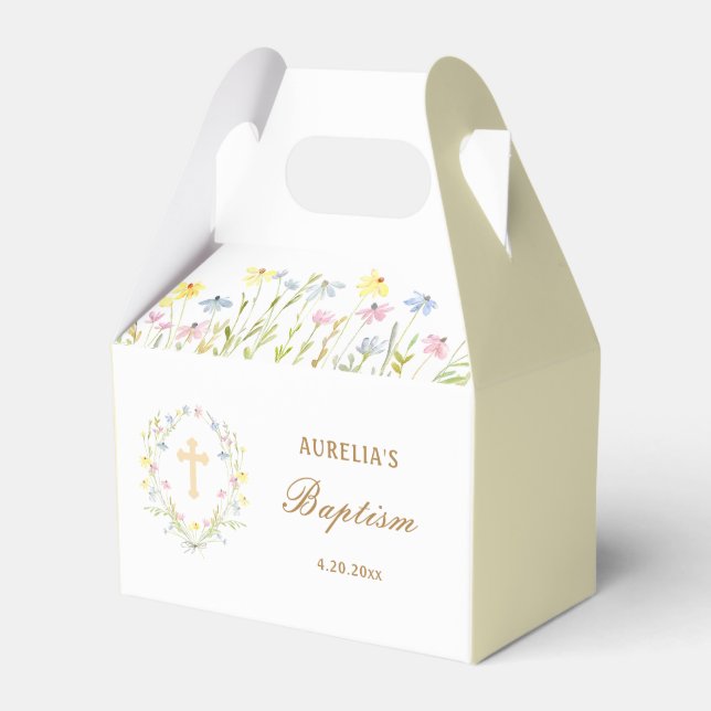 Pastel Wildblumen Taufen Gable Geschenkschachtel (Vorderseite)
