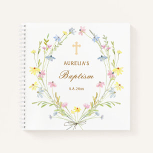 Pastel Wildblumen Taufen Gästebuch Notizbuch